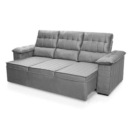 Imagem de Sofá Retrátil Reclinável 4 lugares com molas 2,30m Quantum Suede Velut Cinza - King House