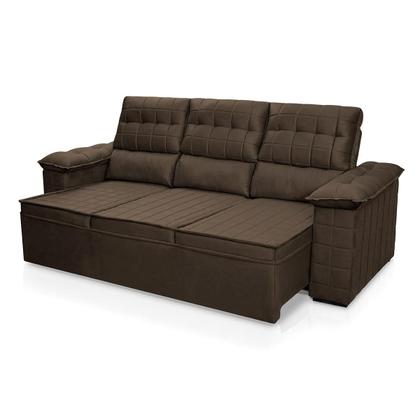 Imagem de Sofá Retrátil Reclinável 4 lugares com molas 2,30m Quantum Suede Velut Marrom - King House
