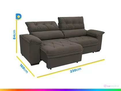 Imagem de Sofá Retrátil Reclinável 4 Lugares Suede Hannover