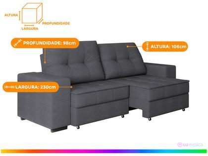 Imagem de Sofá Retrátil Reclinável 4 Lugares Suede Moviment Artesano Linoforte