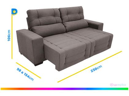 Sofá Retrátil Reclinável 4 Lugares Suede - Moviment Mozart Linoforte Imagem de Sofá Retrátil Reclinável 4 Lugares Suede