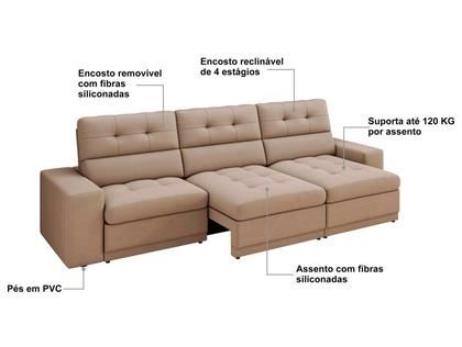 Imagem de Sofá Retrátil Reclinável 4 Lugares Veludo Roma Besthouse