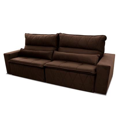 Imagem de Sofá Retrátil/Reclinável Amsterdam 2,10m Suede Velut Marrom c/ Molas no Assento - King House