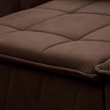 Imagem de Sofá Retrátil/Reclinável Amsterdam 2,10m Suede Velut Marrom c/ Molas no Assento - King House