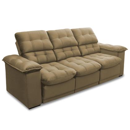 Sofá Retrátil Reclinável Atenas 2,30m Suede Velut Bege c/ Molas no Assento - King House Imagem de Sofá Retrátil Reclinável Atenas 2,30m Suede Velut Bege c/ Molas no Assento - King House