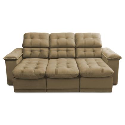 Sofá Retrátil Reclinável Atenas 2,30m Suede Velut Bege c/ Molas no Assento - King House Imagem de Sofá Retrátil Reclinável Atenas 2,30m Suede Velut Bege c/ Molas no Assento - King House