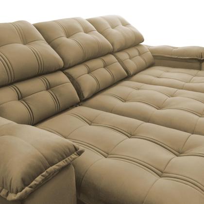 Sofá Retrátil Reclinável Atenas 2,30m Suede Velut Bege c/ Molas no Assento - King House Imagem de Sofá Retrátil Reclinável Atenas 2,30m Suede Velut Bege c/ Molas no Assento - King House