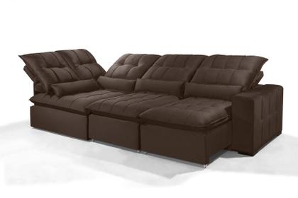 Imagem de Sofá Retrátil Reclinável ELLOA DE CANTO COM CHAISE 3.05 x 1.80m ESTILO ESTOFADOS - Inca Velusoft COR "MARROM"