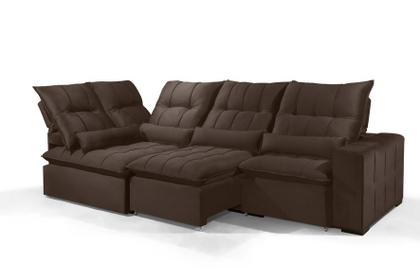 Imagem de Sofá Retrátil Reclinável ELLOA DE CANTO COM CHAISE 3.05 x 1.80m ESTILO ESTOFADOS - Inca Velusoft COR "MARROM"