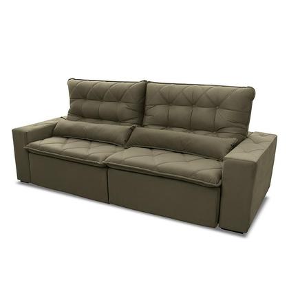 Imagem de Sofá Retrátil Reclinável Islândia 2,70m Suede Velut Bege Molas no Assento - King House