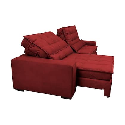 Imagem de Sofá Retrátil, Reclinável, Molas Ensacadas Cama inBox Gold 3,12m Tecido Suede Velusoft Vermelho