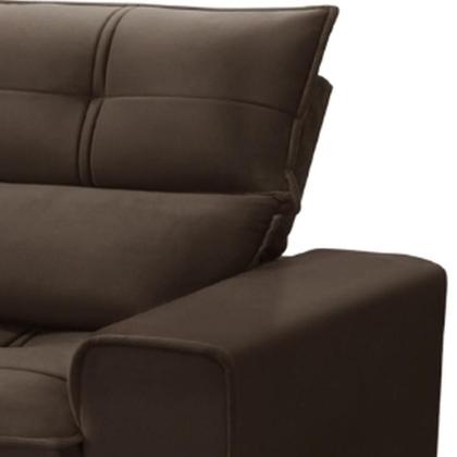 Imagem de Sofá Retrátil Reclinável Para Sala 3 Lugares 230cm Asaph F04 Veludo Marrom - Lyam Decor