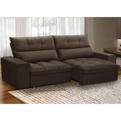 Imagem de Sofá Retrátil Reclinável Para Sala 3 Lugares 230cm Asaph F04 Veludo Marrom - Lyam Decor
