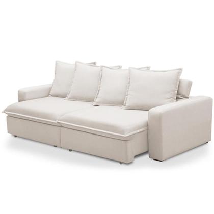 Imagem de Sofá Retrátil Reclinável Para Sala de Estar Living 195cm Vêneto F04 Bouclê Cru - Lyam Decor