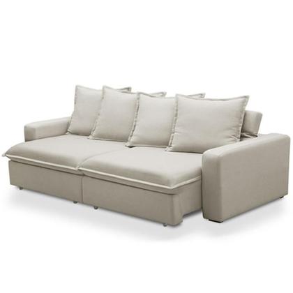 Imagem de Sofá Retrátil Reclinável Para Sala de Estar Living 215cm Vêneto F04 Veludo Bege - Lyam Decor