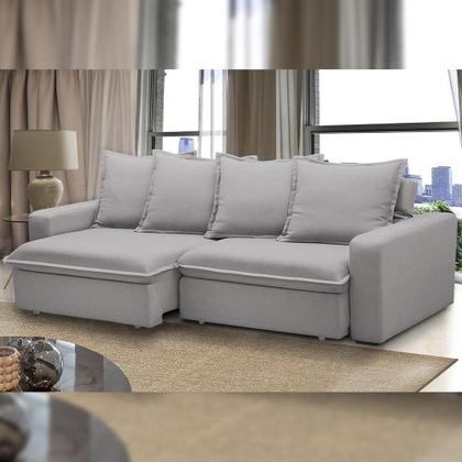 Imagem de Sofá Retrátil Reclinável Para Sala De Estar Living 215cm Vêneto F04 Veludo Cinza - Lyam Decor