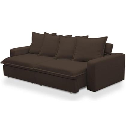 Imagem de Sofá Retrátil Reclinável Para Sala de Estar Living 215cm Vêneto F04 Veludo Marrom - Lyam Decor