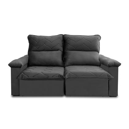 Imagem de Sofá Retrátil/Reclinável Paris 1,80m Suede Velut Cinza c/ Molas no Assento - King House