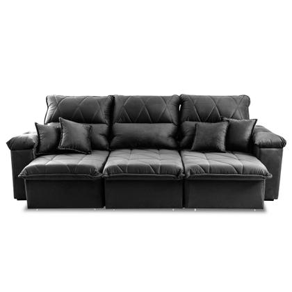 Imagem de Sofá Retrátil/Reclinável Trento 2,30m Suede Velut Cinza c/ Molas no Assento - King House