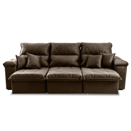 Imagem de Sofá Retrátil/Reclinável Trento 2,30m Suede Velut Tabaco c/ Molas no Assento - King House
