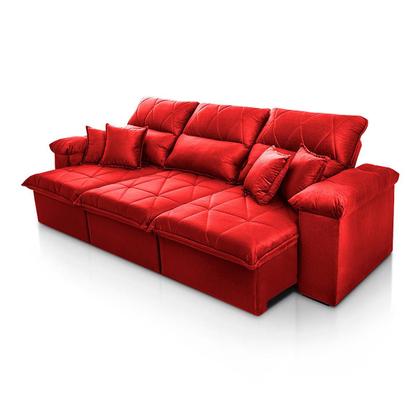 Imagem de Sofá Retrátil Reclinável Trento 2,30m Suede Velut Vermelho Molas no Assento - King House