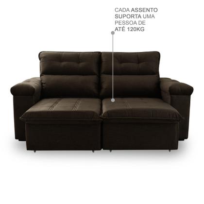 Imagem de Sofá Retrátil/Reclinável Verona 1,80m Marrom Café c/ Molas no Assento - King House