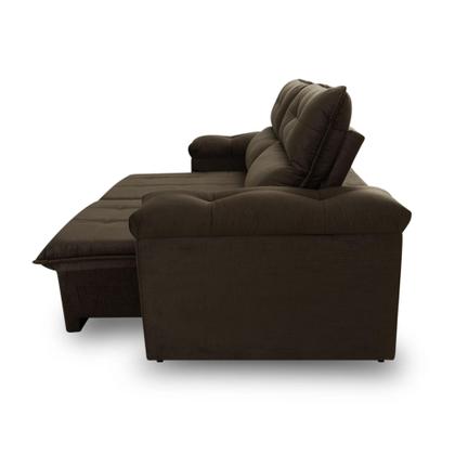 Imagem de Sofá Retrátil/Reclinável Verona 1,80m Marrom Café c/ Molas no Assento - King House