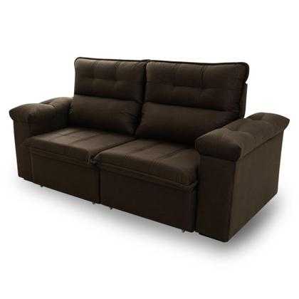 Imagem de Sofá Retrátil/Reclinável Verona 1,80m Marrom Café c/ Molas no Assento - King House