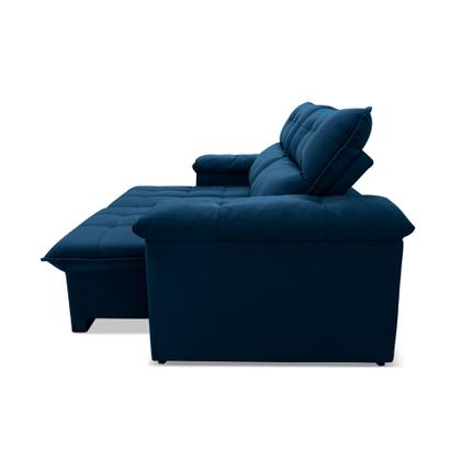 Imagem de Sofá Retrátil/Reclinável Verona 1,80m Suede Velut Azul Marinho c/ Molas no Assento - King House