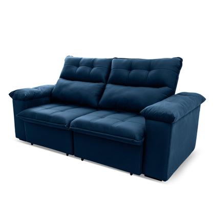 Imagem de Sofá Retrátil/Reclinável Verona 1,80m Suede Velut Azul Marinho c/ Molas no Assento - King House