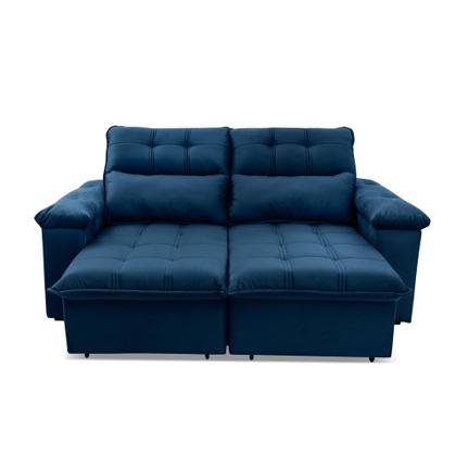Imagem de Sofá Retrátil Reclinável Verona 1,80m Suede Velut Azul Molas Ensacadas - King House