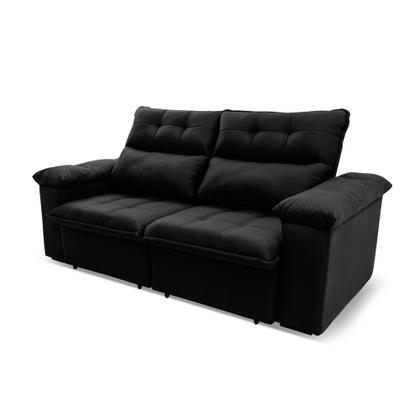 Imagem de Sofá Retrátil Reclinável Verona 1,80m Suede Velut Preto Molas Ensacadas - King House