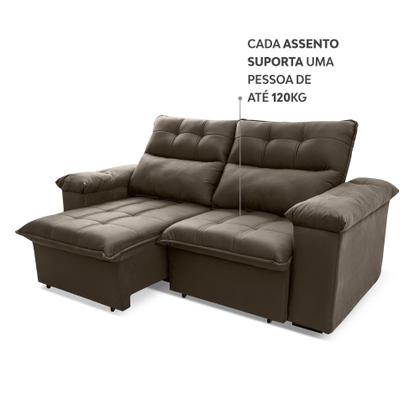 Imagem de Sofá Retrátil Reclinável Verona 1,80m Suede Velut Tabaco Molas Ensacadas - King House