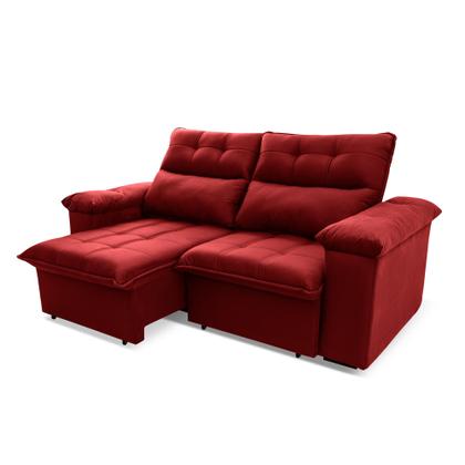 Imagem de Sofá Retrátil/Reclinável Verona 1,80m Suede Velut Vermelho c/ Molas no Assento - King House