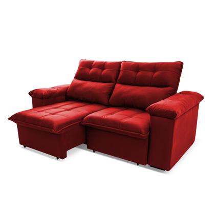 Imagem de Sofá Retrátil Reclinável Verona 1,80m Suede Velut Vermelho Molas Ensacadas - King House
