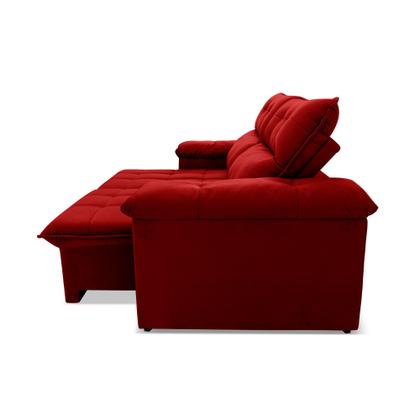 Imagem de Sofá Retrátil Reclinável Verona 1,80m Suede Velut Vermelho Molas Ensacadas - King House