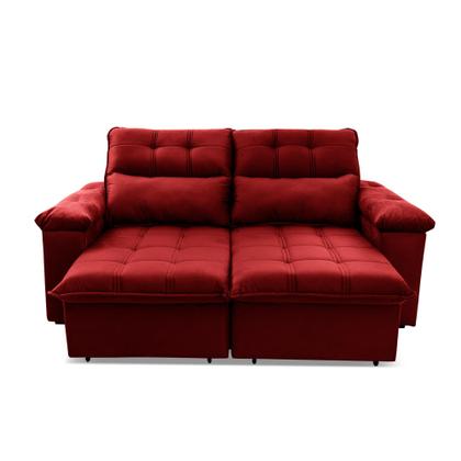Imagem de Sofá Retrátil Reclinável Verona 1,80m Suede Velut Vermelho Molas Ensacadas - King House