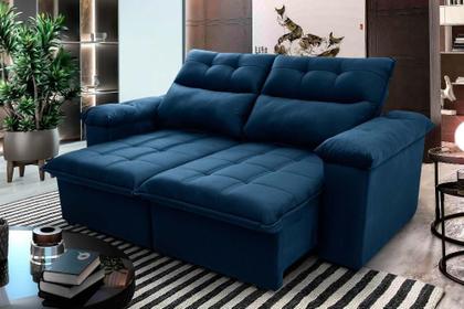 Imagem de Sofá Retrátil/Reclinável Verona 2,00m Suede Velut Azul Marinho c/ Molas no Assento - King House