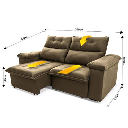 Imagem de Sofá Retrátil Reclinável Verona 2,00m Suede Velut Bege Molas Ensacadas - King House