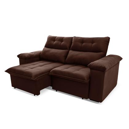 Imagem de Sofá Retrátil Reclinável Verona 2,00m Suede Velut Marrom Molas Ensacadas - King House