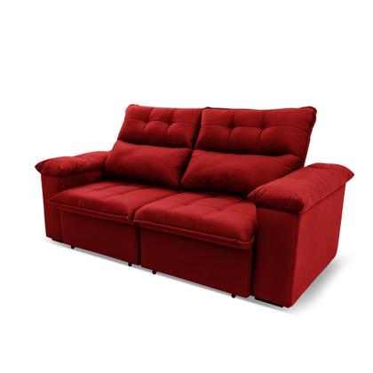 Imagem de Sofá Retrátil/Reclinável Verona 2,00m Suede Velut Vermelho c/ Molas no Assento - King House