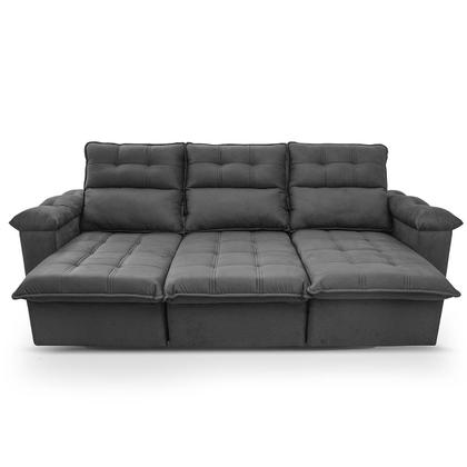 Imagem de Sofá Retrátil/Reclinável Verona 2,30m Suede Velut Cinza c/ Molas Ensacadas - King House