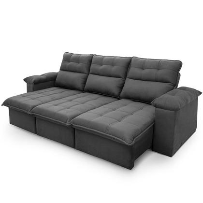 Imagem de Sofá Retrátil/Reclinável Verona 2,30m Suede Velut Cinza c/ Molas Ensacadas - King House