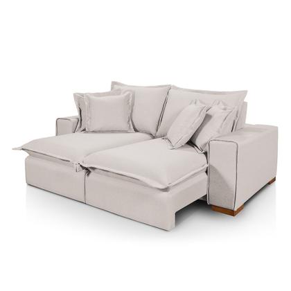 Imagem de Sofá Retrátil Reclinável Verona Com Molas Ensacadas no Assento Tecido Linho Cru 2,10M