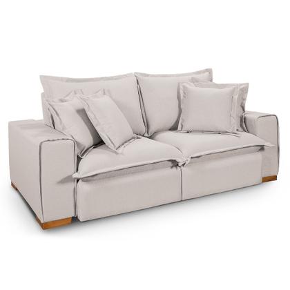 Imagem de Sofá Retrátil Reclinável Verona Com Molas Ensacadas no Assento Tecido Linho Cru 2,10M