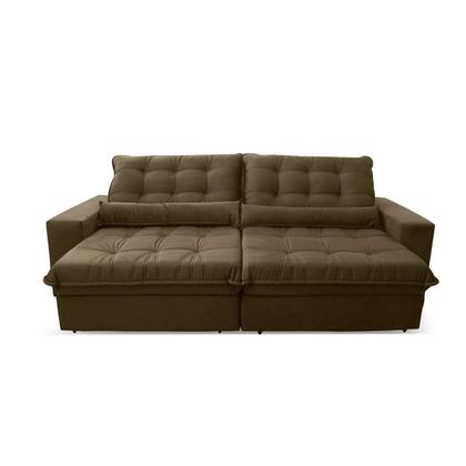 Imagem de Sofá Retrátil/Reclinável Zurique 3,00m Suede Velut Bege c/ Molas no Assento - King House