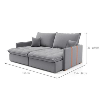 Imagem de Sofá Retrátil Sem Caixa 2 lugares Solomons Linho Cinza