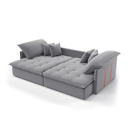 Imagem de Sofá Retrátil Sem Caixa 3 lugares Solomons Linho Cinza