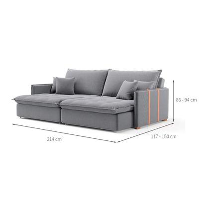 Imagem de Sofá Retrátil Sem Caixa 3 lugares Solomons Linho Cinza