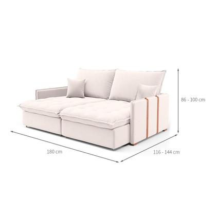 Imagem de Sofá Retrátil Sem Caixa 3 lugares Solomons Linho Cru 180 cm